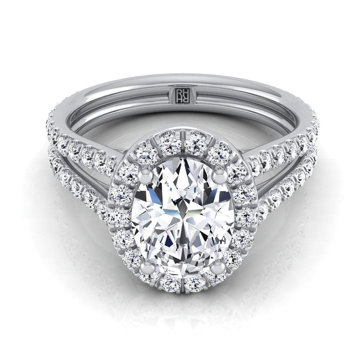 The Celine oval engagement ring setting in Platinum | RockHer