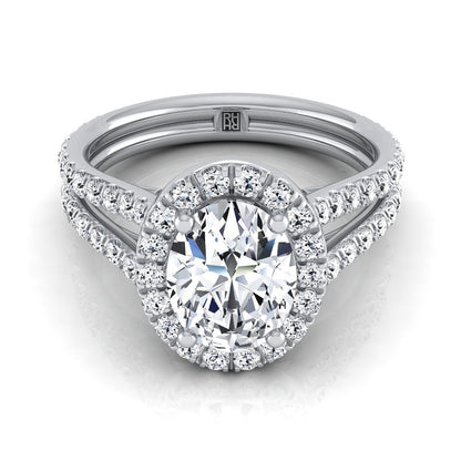 The Celine Select Halo Engagement Ring with Lab Diamond in Platinum - view 1