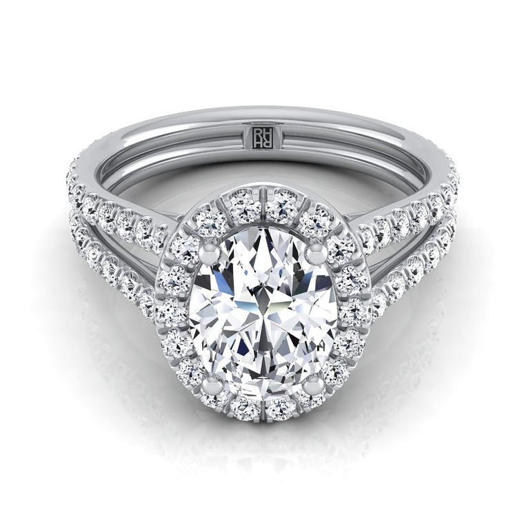 The Celine Select Halo Oval Lab Diamond Engagement Ring in Platinum