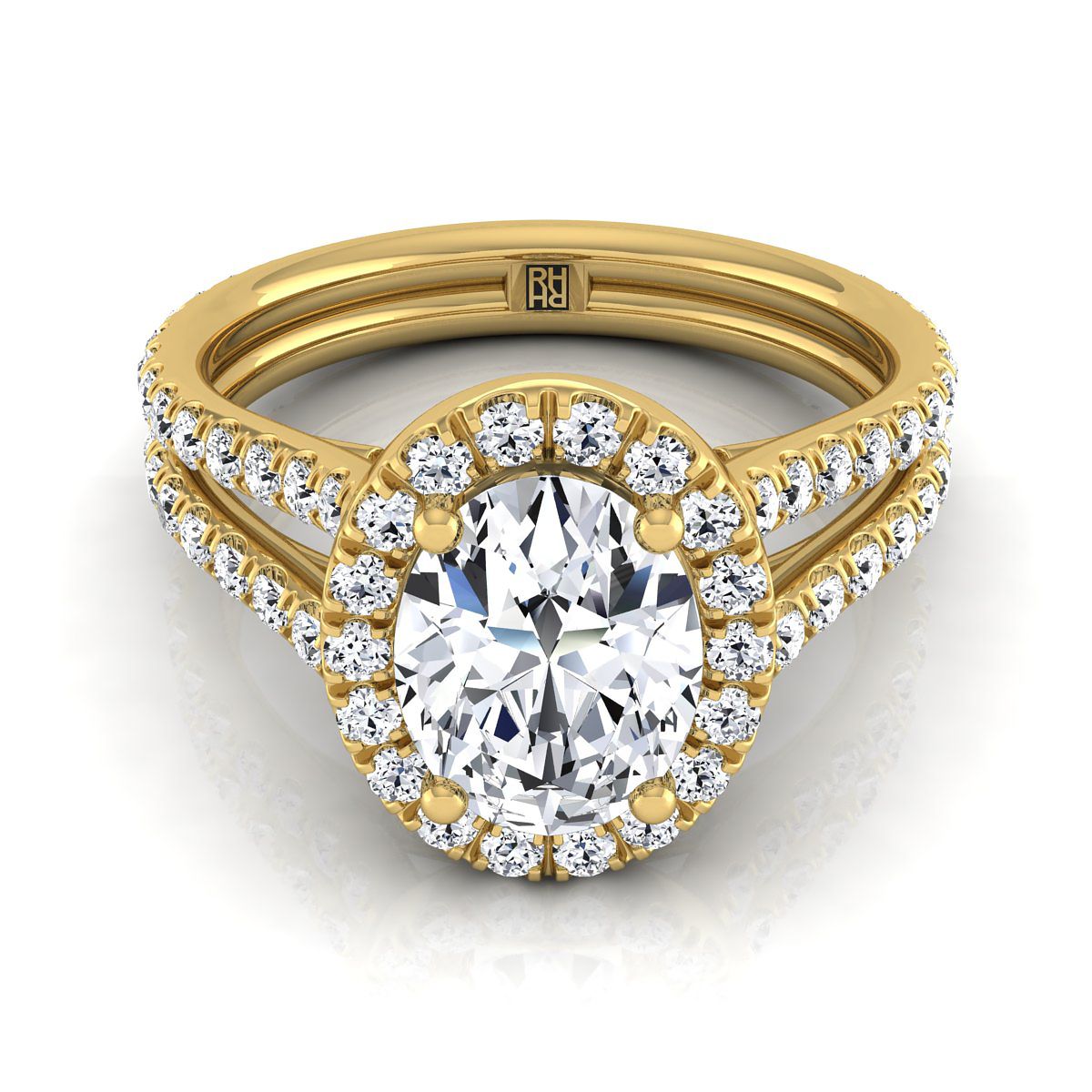 Celine Select Halo Oval Lab Diamond Engagement Ring in 18K Yellow Gold | RockHer