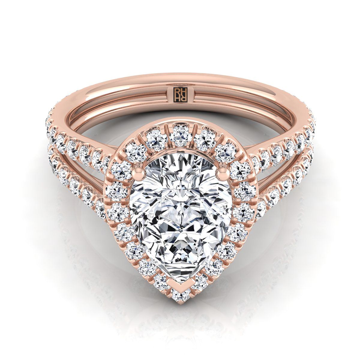The Celine pear engagement ring setting in 14K Rose Gold | RockHer
