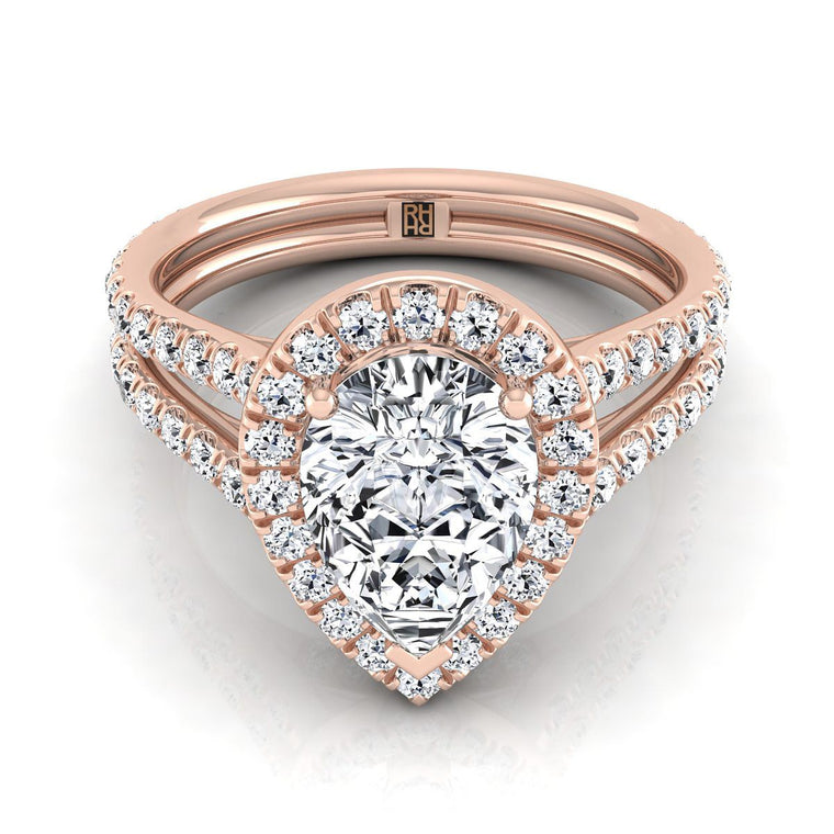 The Celine Select Halo Pear Lab Diamond Engagement Ring in 14K Rose Gold