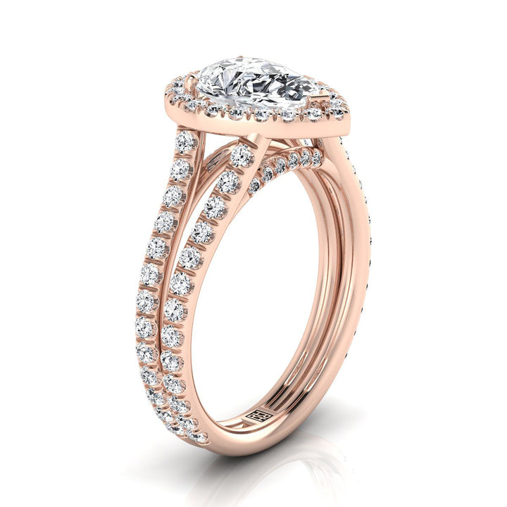 The Celine Select Halo Engagement Ring with Lab Diamond in 14K Rose Gold - view 2