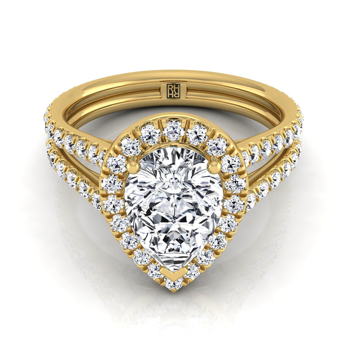 The Celine Select Halo Engagement Ring with Lab Diamond in 18K Yellow Gold - view 1