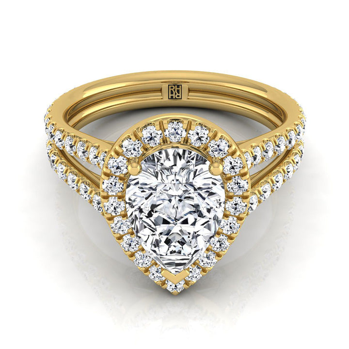 The Celine Select Halo Engagement Ring with Lab Diamond in 18K Yellow Gold - view 1