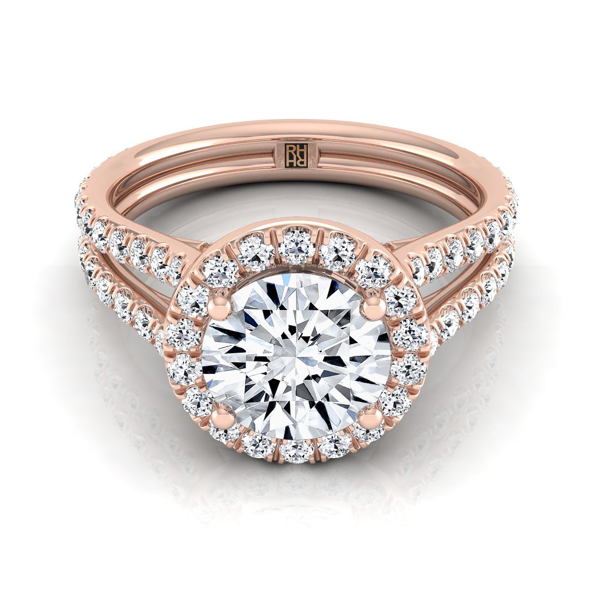 The Celine round engagement ring setting in 14K Rose Gold | RockHer