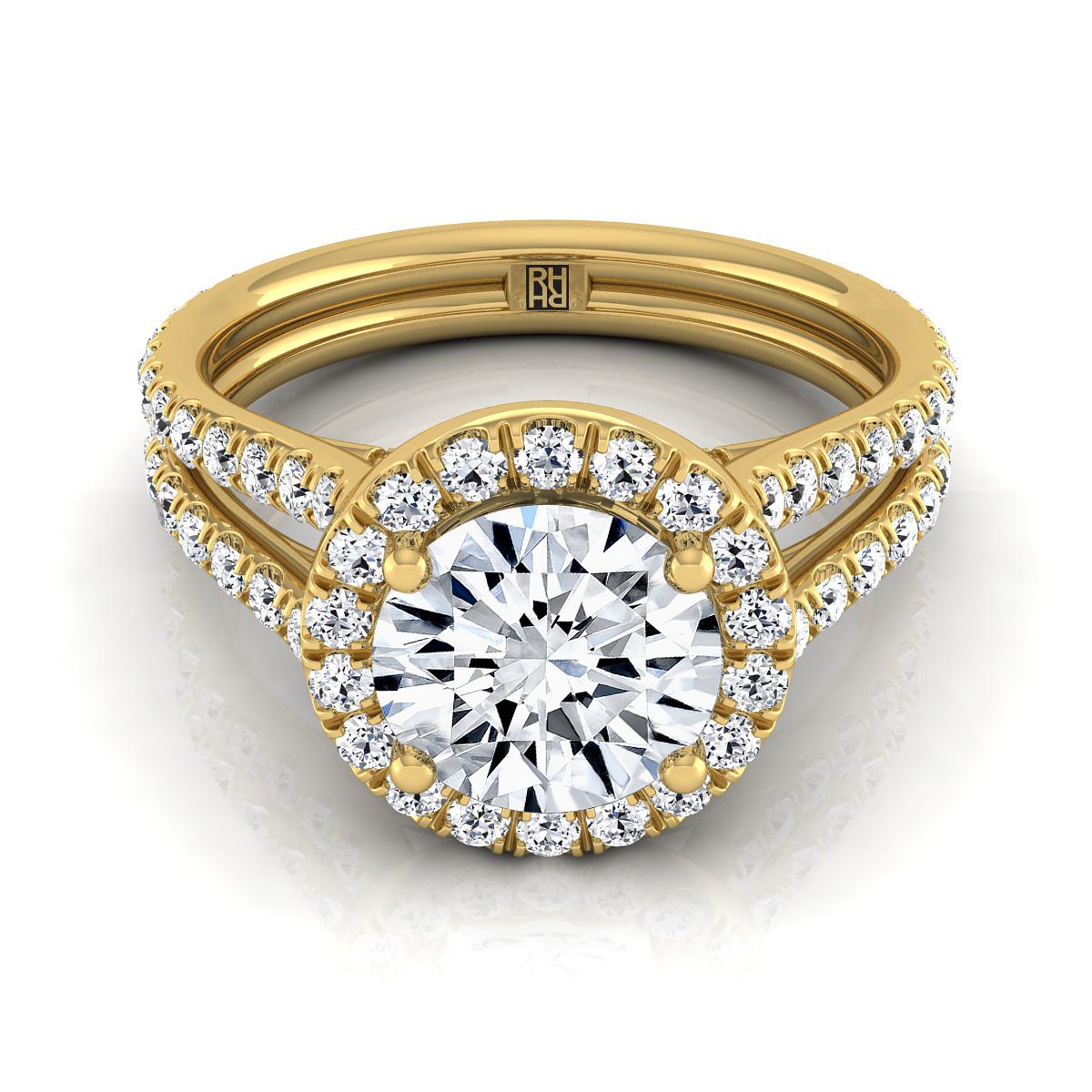 The Celine Select Halo Engagement Ring with Lab Diamond in 18K Yellow Gold - view 1