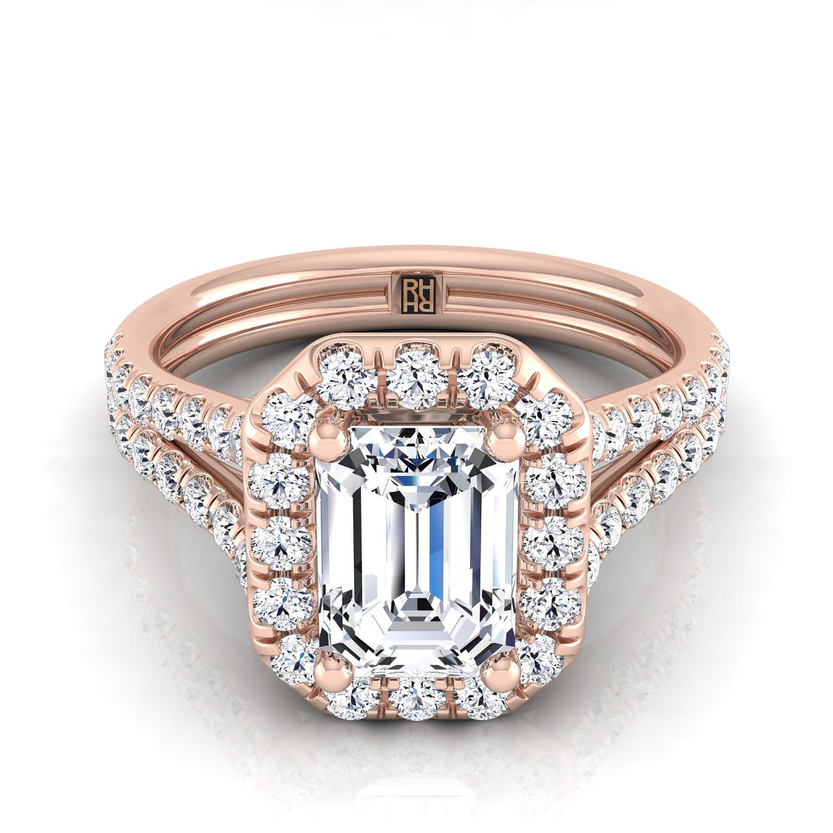 The Lira emerald engagement ring setting in 14K Rose Gold | RockHer