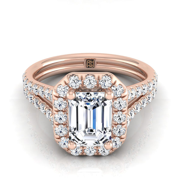 The Lira Select Halo Engagement Ring with Lab Diamond in 14K Rose Gold - view 1