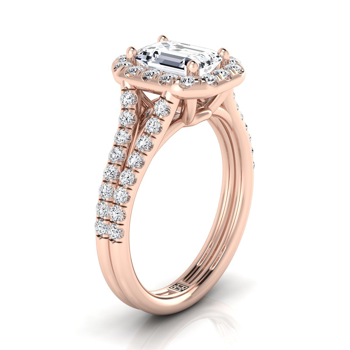 The Lira Select Halo Engagement Ring with Lab Diamond in 14K Rose Gold - view 2