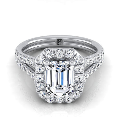 The Lira Select Halo Engagement Ring with Lab Diamond in 18K White Gold - view 1