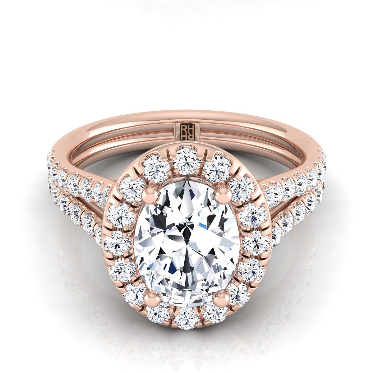 The Lira oval engagement ring setting in 14K Rose Gold | RockHer