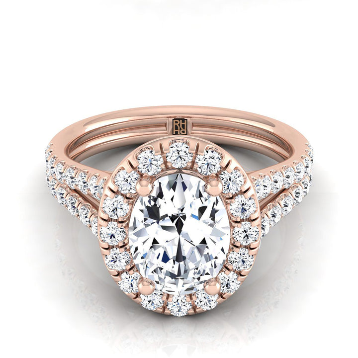 The Lira Select Halo Engagement Ring with Lab Diamond in 14K Rose Gold - view 1
