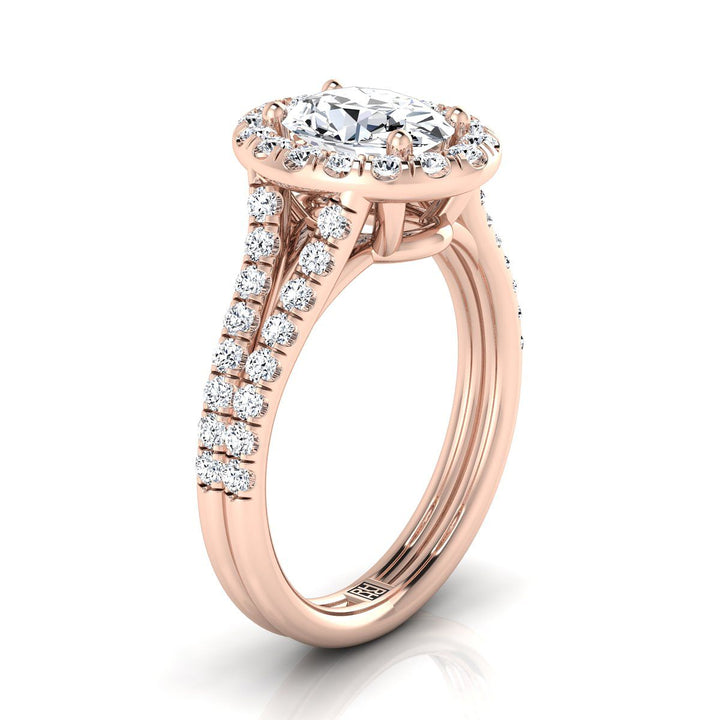 The Lira Select Halo Engagement Ring with Lab Diamond in 14K Rose Gold - view 2