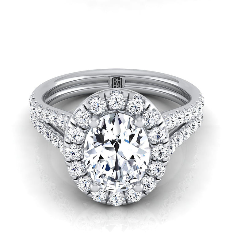 The Lira Select Halo Oval Lab Diamond Engagement Ring in Platinum