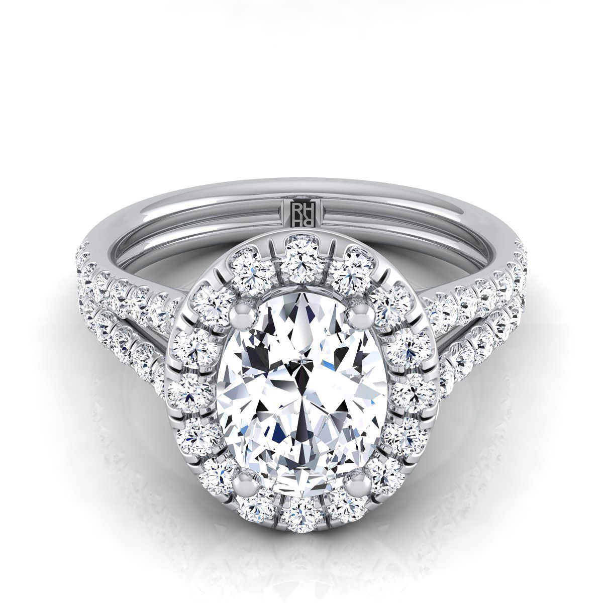 The Lira Select Halo Engagement Ring with Lab Diamond in 18K White Gold - view 1