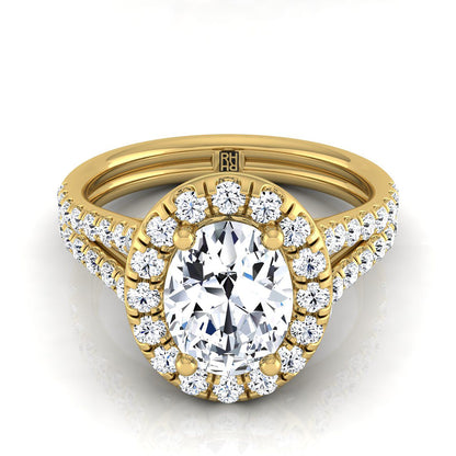 Lira Select Halo Oval Lab Diamond Engagement Ring in 18K Yellow Gold | RockHer