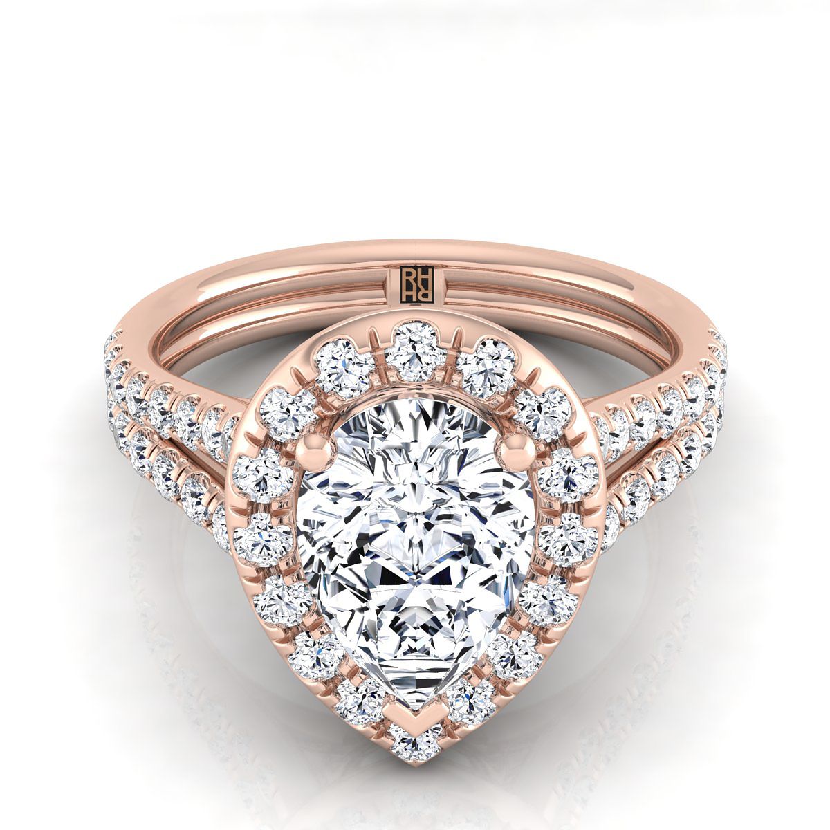 The Lira pear engagement ring setting in 14K Rose Gold | RockHer