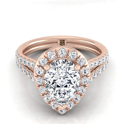 The Lira Select Halo Engagement Ring with Lab Diamond in 14K Rose Gold - view 1
