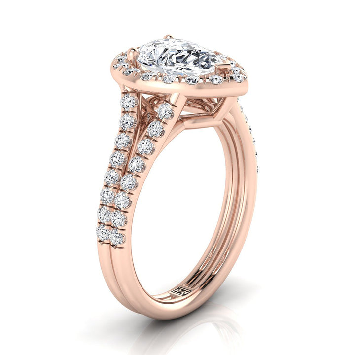 The Lira Select Halo Engagement Ring with Lab Diamond in 14K Rose Gold - view 2