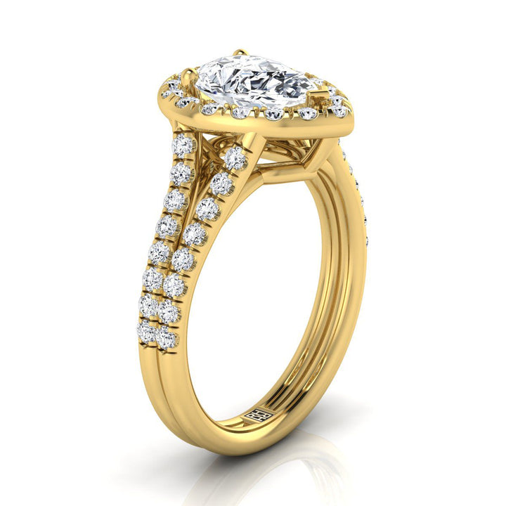 The Lira Select Halo Engagement Ring with Lab Diamond in 18K Yellow Gold - view 2