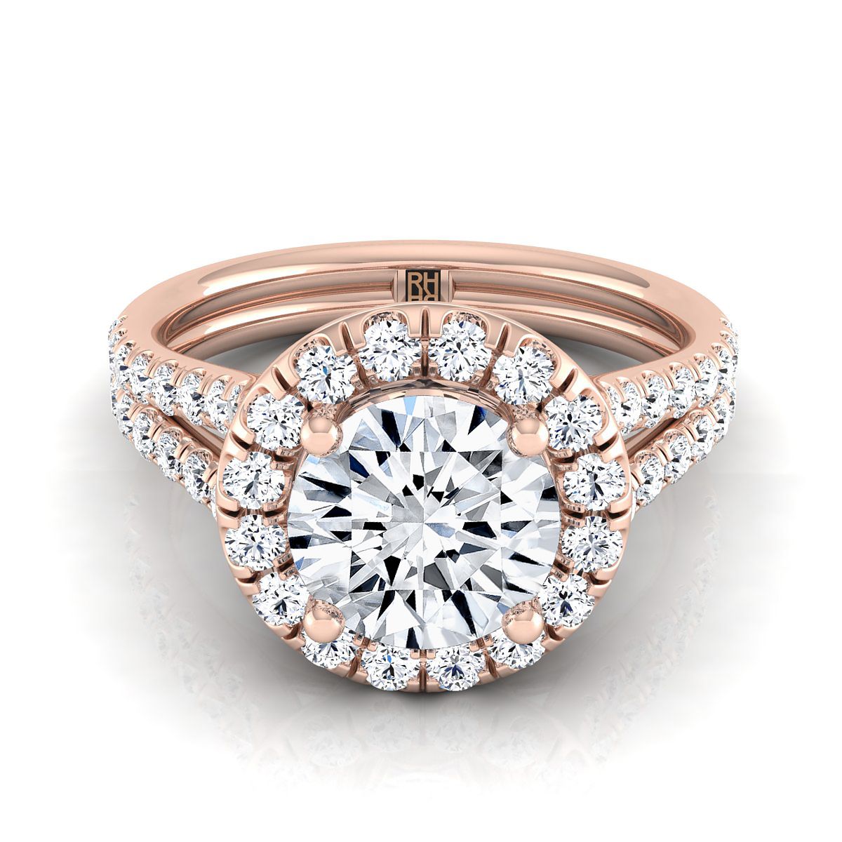 The Lira round engagement ring setting in 14K Rose Gold | RockHer