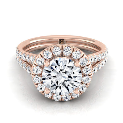 The Lira Select Halo Engagement Ring with Lab Diamond in 14K Rose Gold - view 1
