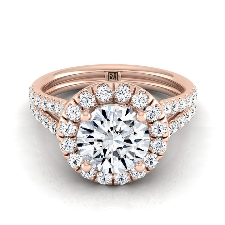 The Lira Select Halo Engagement Ring with Lab Diamond in 14K Rose Gold - view 1