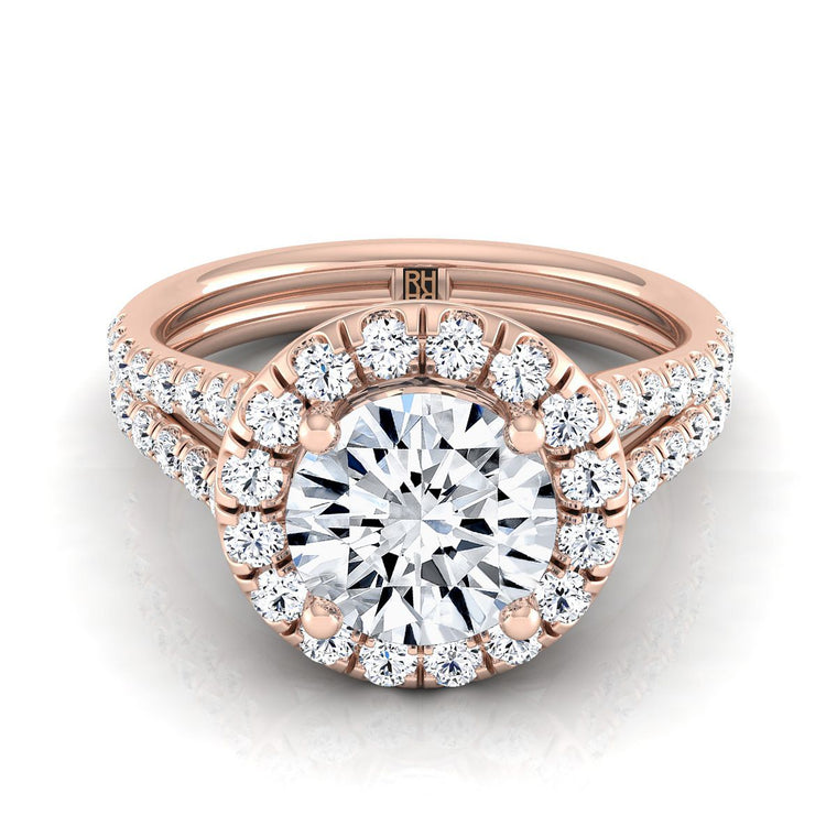 The Lira Select Halo Round Lab Diamond Engagement Ring in 14K Rose Gold