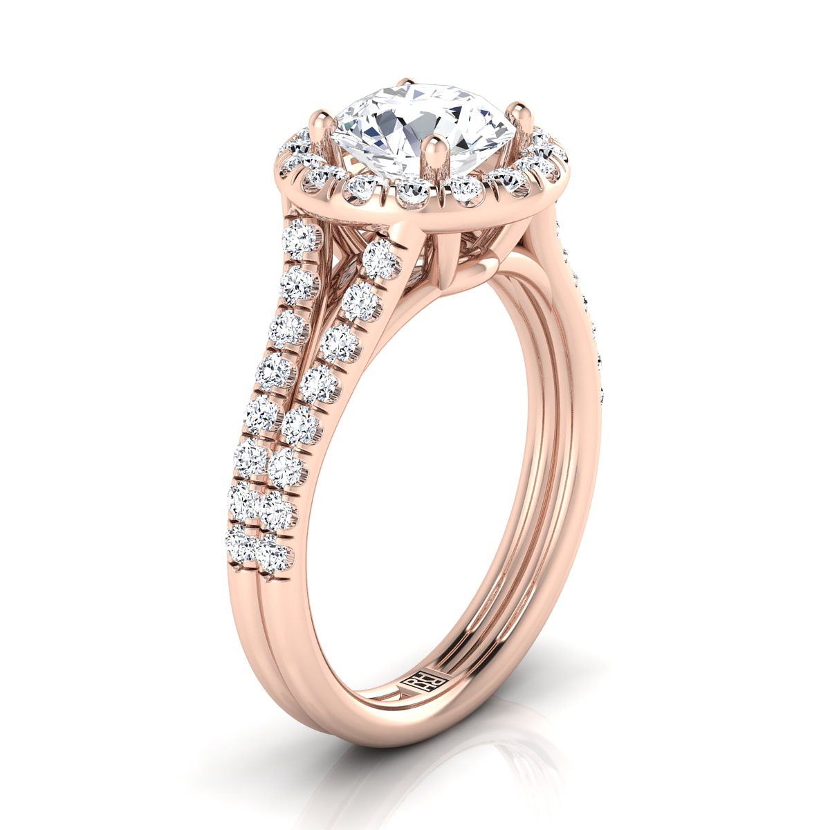 The Lira Select Halo Engagement Ring with Lab Diamond in 14K Rose Gold - view 2
