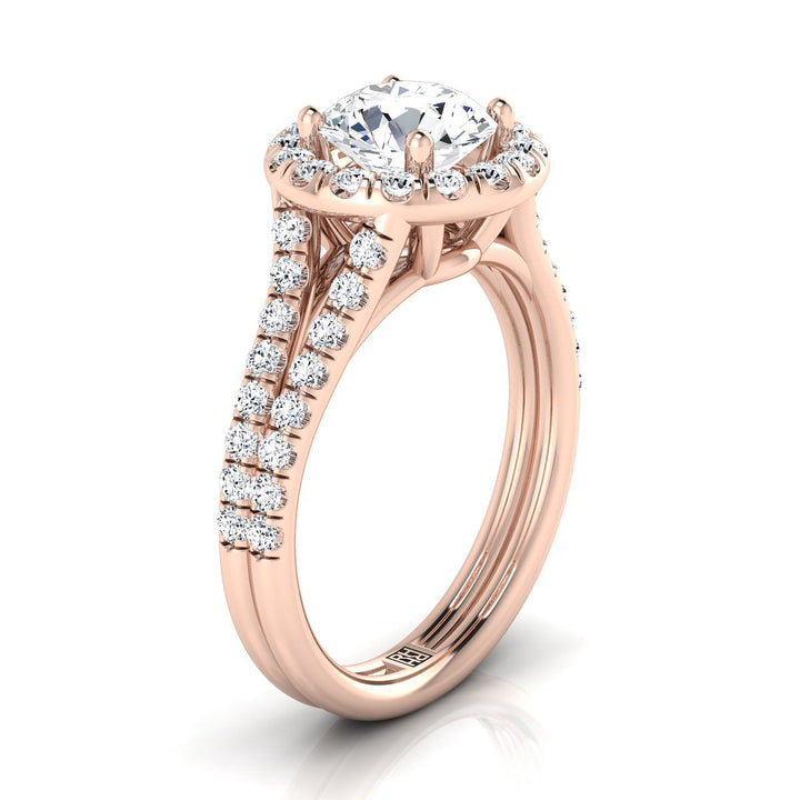 The Lira Select Halo Engagement Ring with Lab Diamond in 14K Rose Gold - view 2