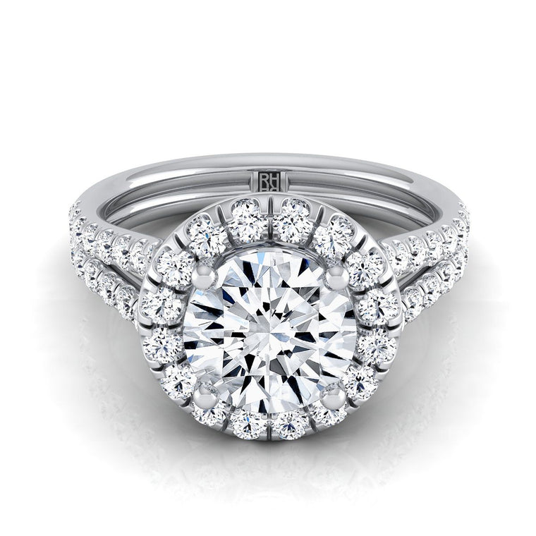 The Lira Select Halo Round Lab Diamond Engagement Ring in Platinum