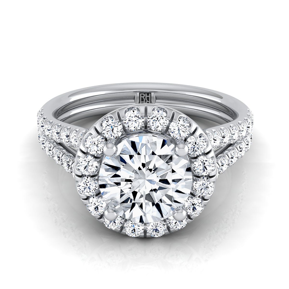 The Lira Select Halo Engagement Ring with Lab Diamond in 18K White Gold - view 1