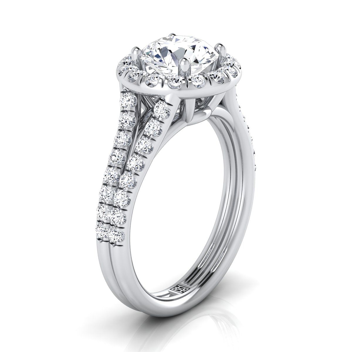 The Lira Select Halo Engagement Ring with Lab Diamond in 18K White Gold - view 2