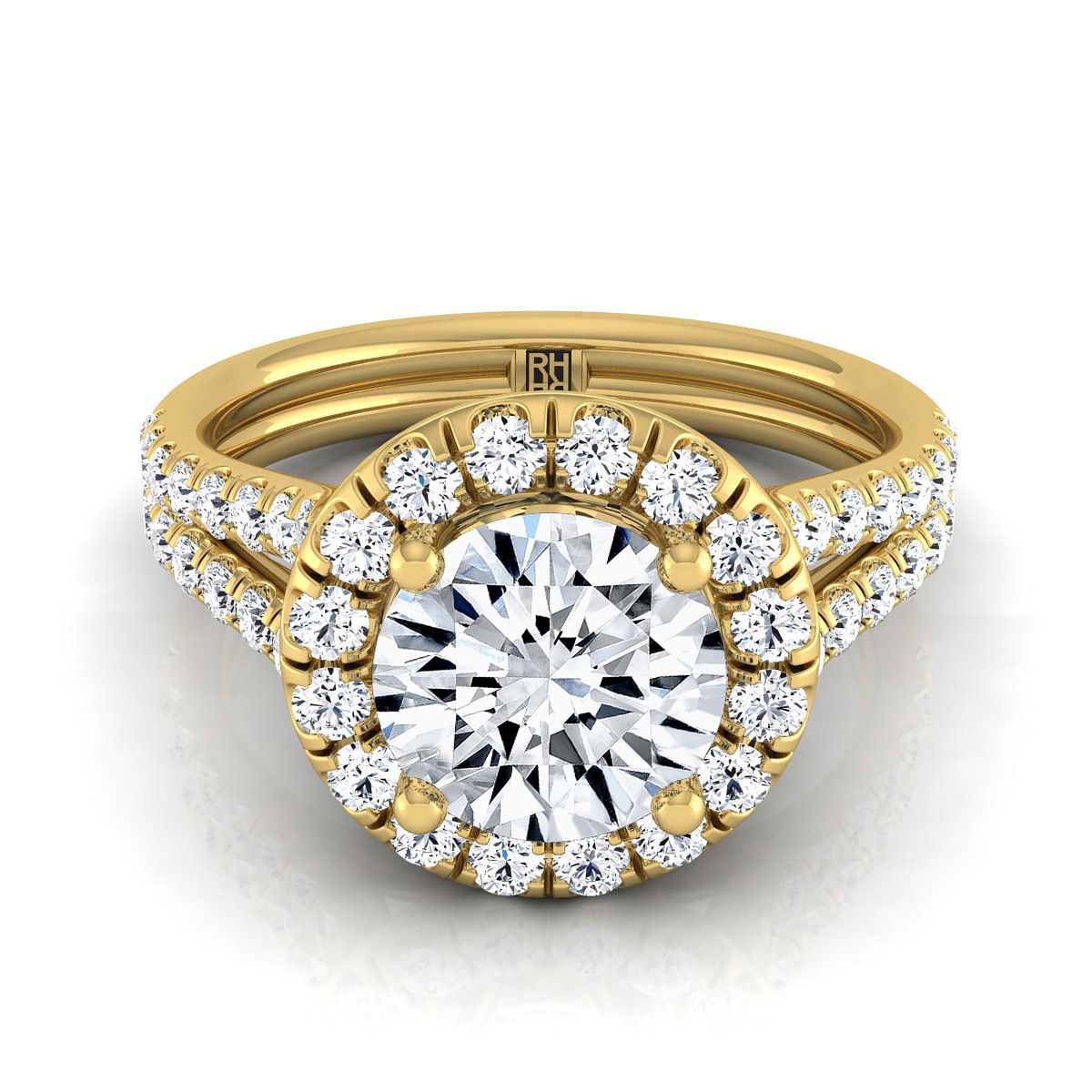The Lira round engagement ring setting in 18K Yellow Gold | RockHer