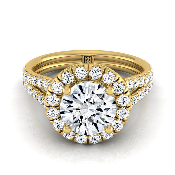 The Lira Select Halo Engagement Ring with Lab Diamond in 18K Yellow Gold - view 1