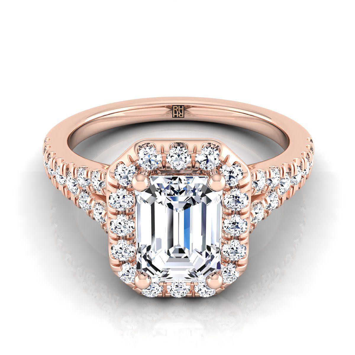 The Calliope emerald engagement ring setting in 14K Rose Gold | RockHer