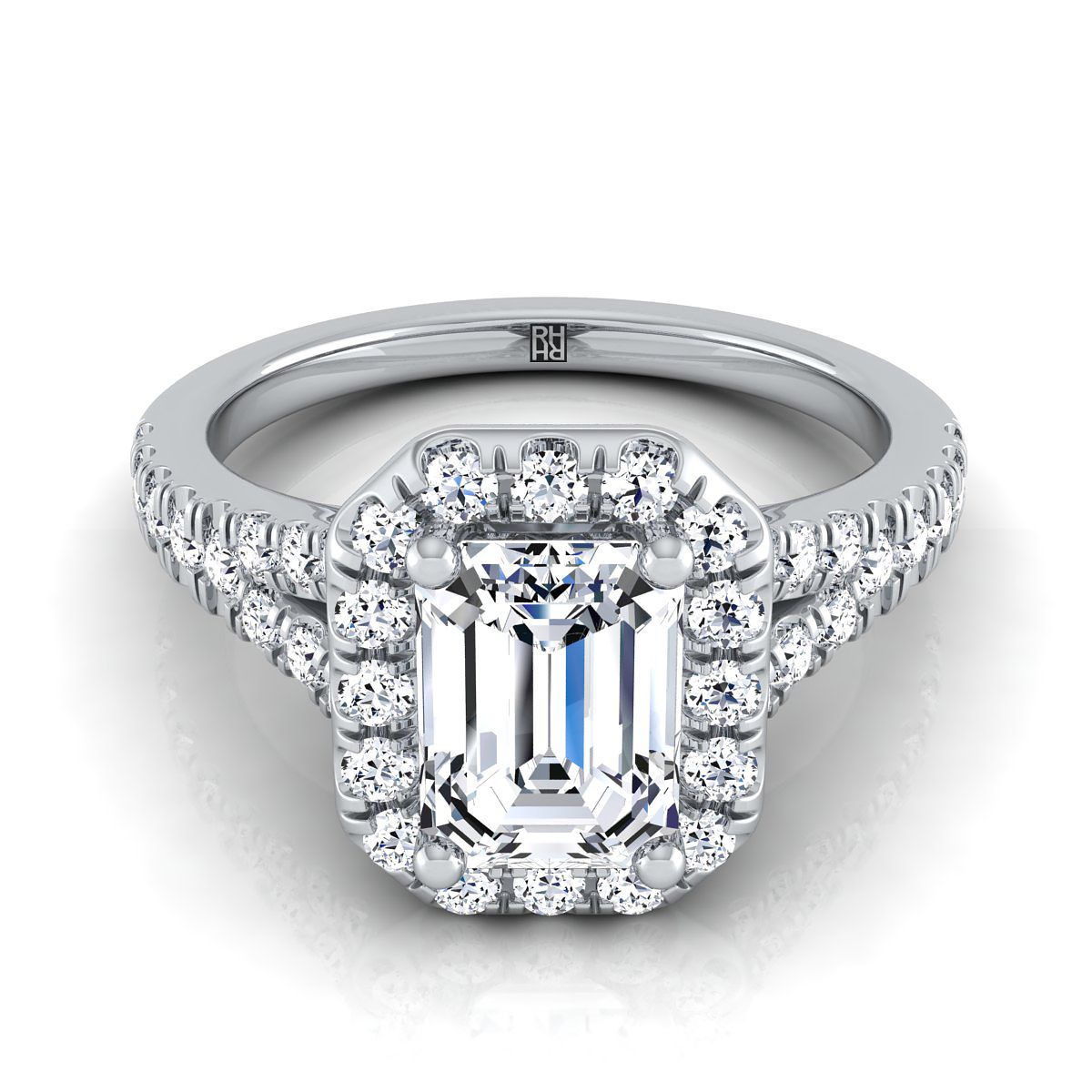 The Calliope emerald engagement ring setting in Platinum | RockHer