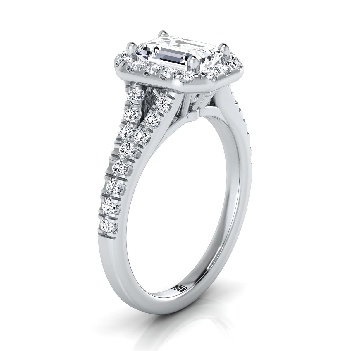Select Halo Cut styling on The Calliope emerald engagement ring setting | RockHer