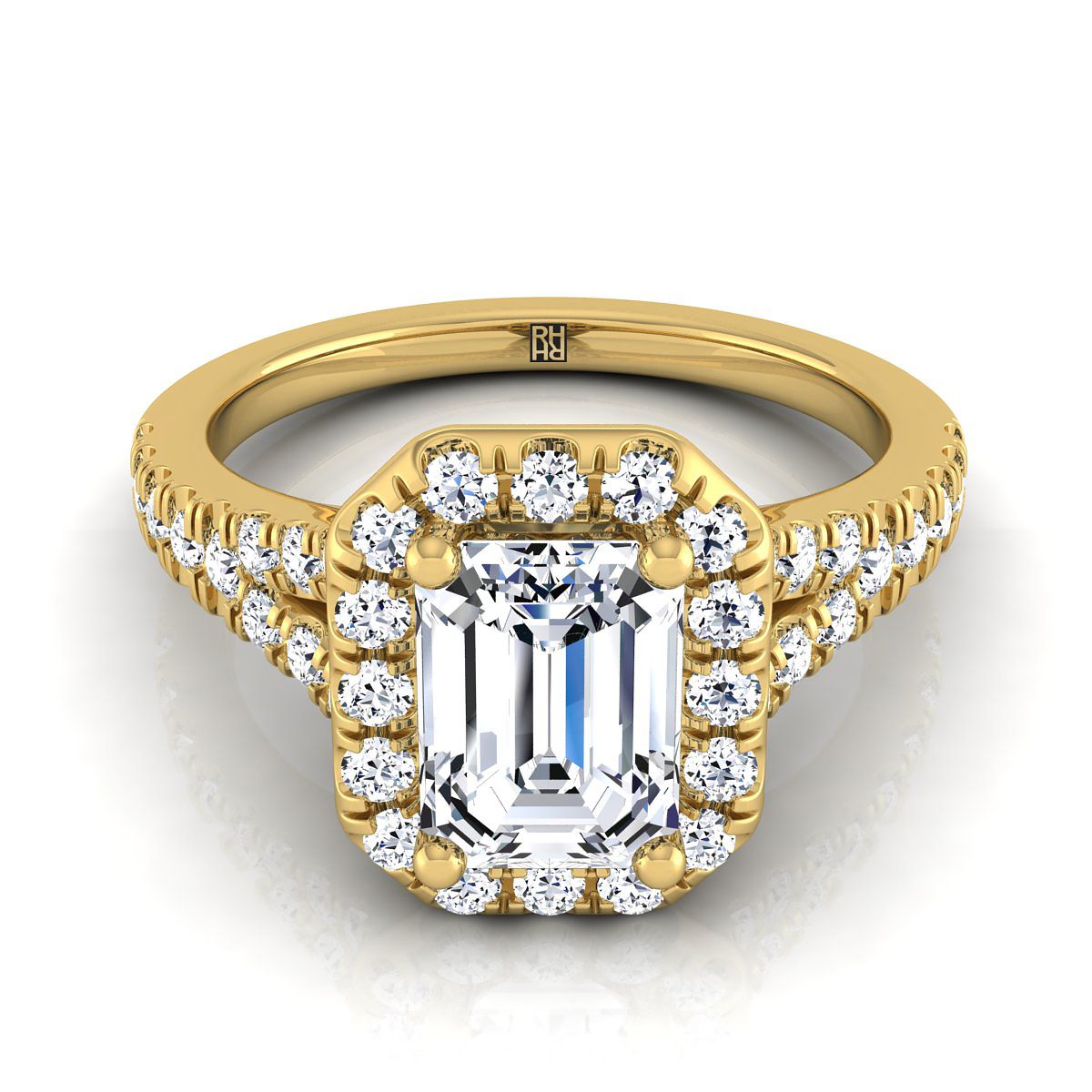 The Calliope Select Halo Engagement Ring with Lab Diamond in 18K Yellow Gold - view 1