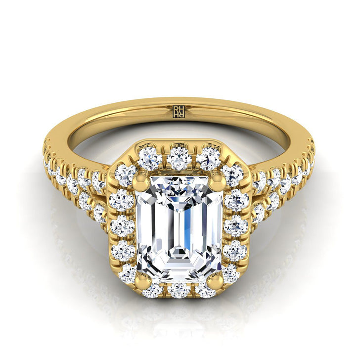The Calliope Select Halo Engagement Ring with Lab Diamond in 18K Yellow Gold - view 1