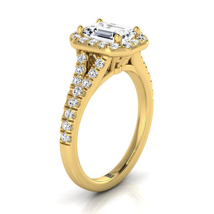 The Calliope Select Halo Engagement Ring with Lab Diamond in 18K Yellow Gold - view 2