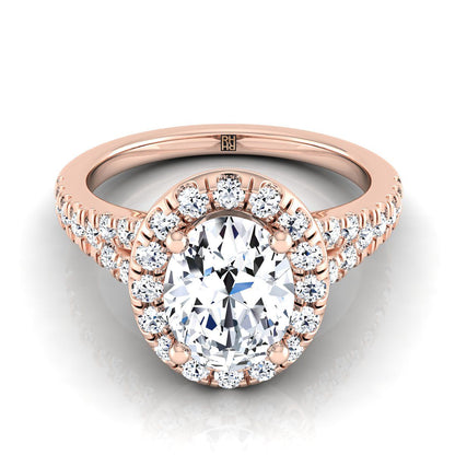 The Calliope Select Halo Engagement Ring with Lab Diamond in 14K Rose Gold - view 1