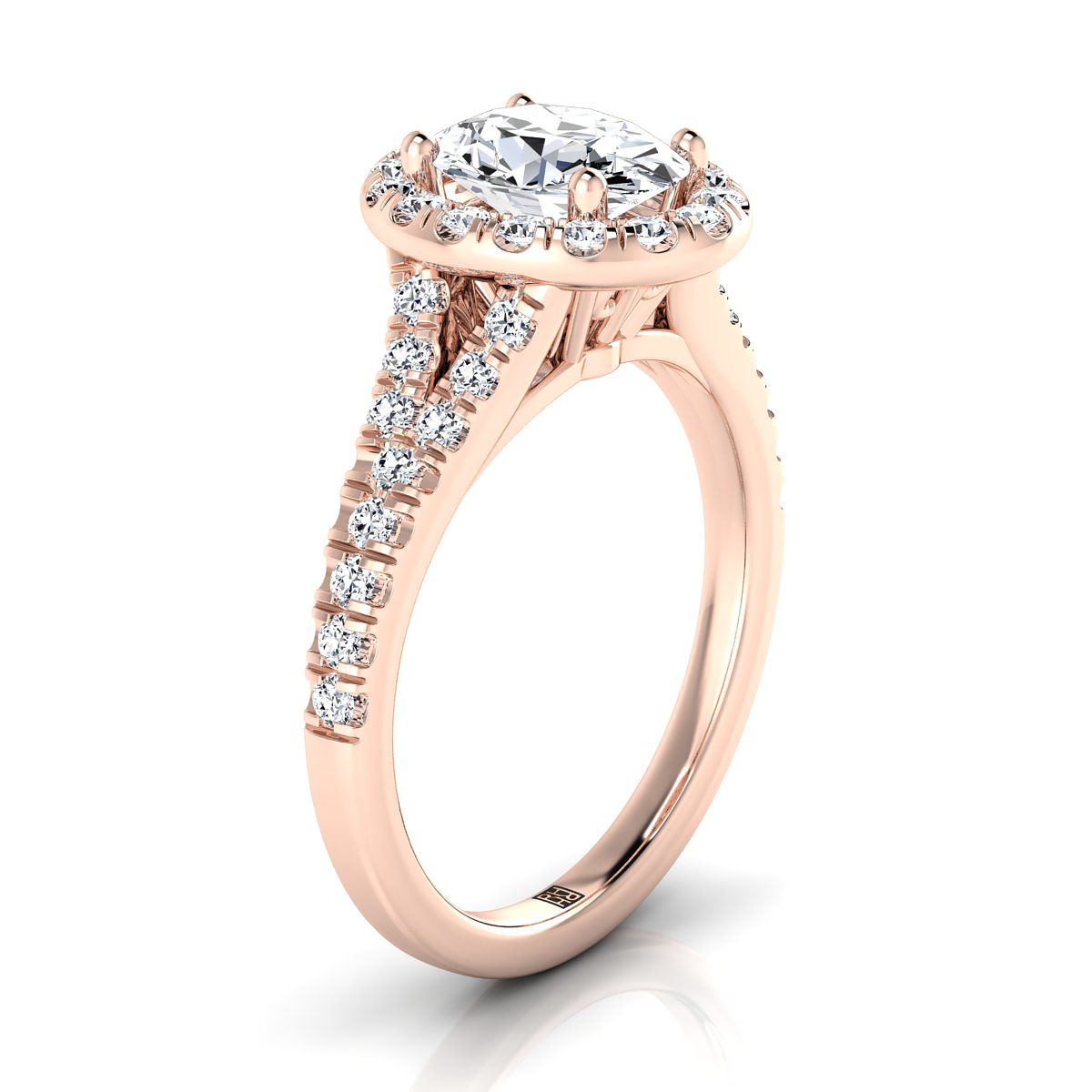 Select Halo styling on The Calliope oval engagement ring setting | RockHer