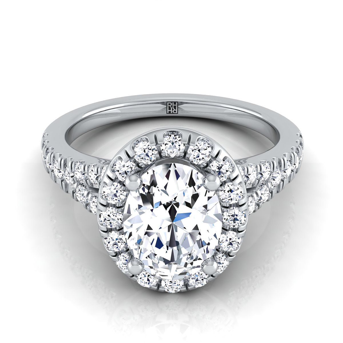 The Calliope oval engagement ring setting in Platinum | RockHer