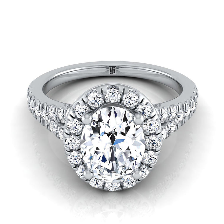 The Calliope Select Halo Oval Lab Diamond Engagement Ring in Platinum
