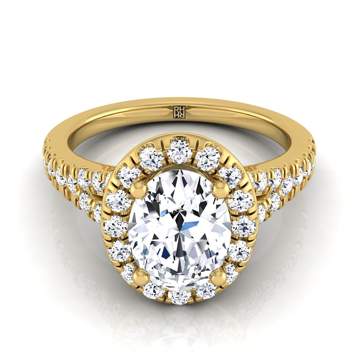 Calliope Select Halo Oval Lab Diamond Engagement Ring in 18K Yellow Gold | RockHer