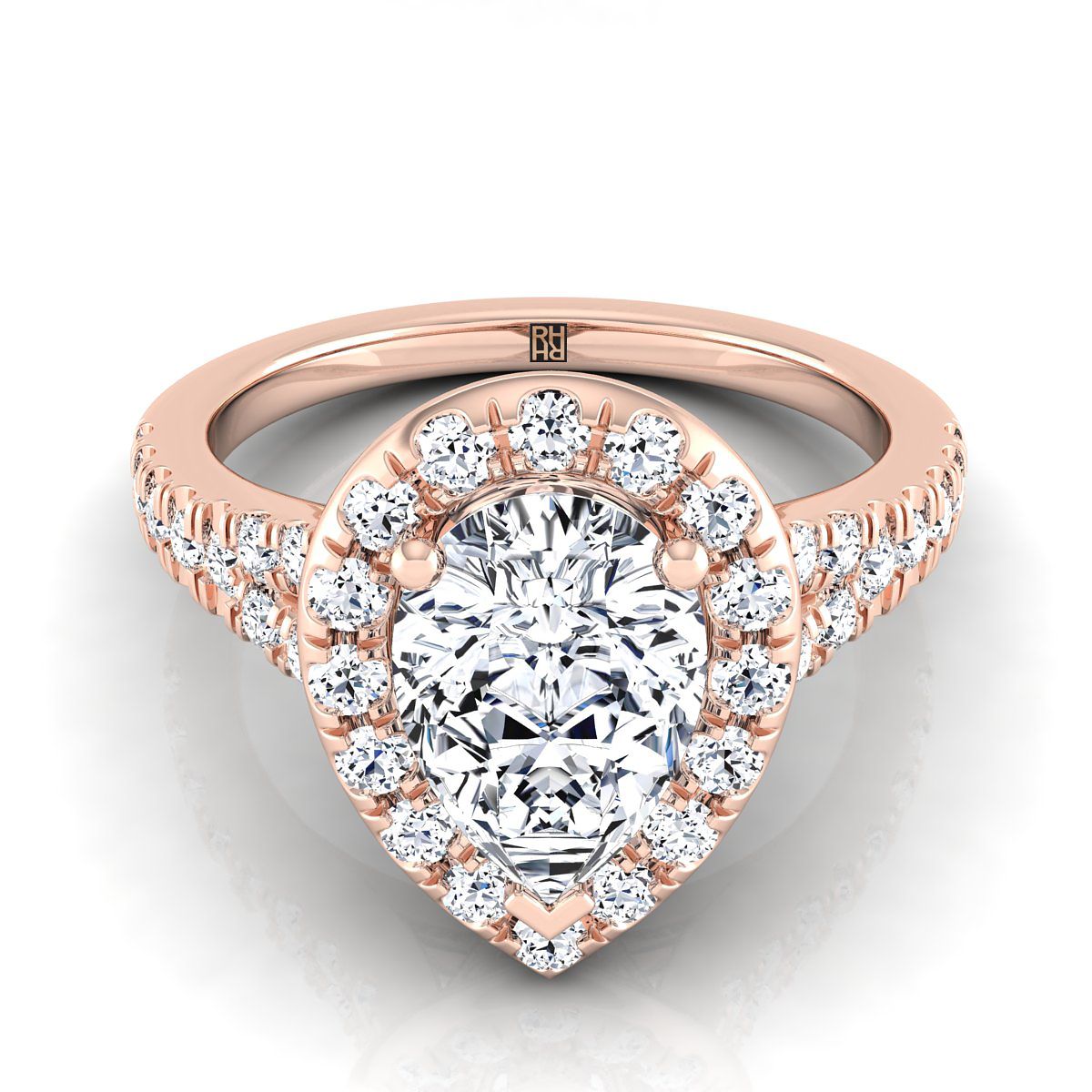 The Calliope pear engagement ring setting in 14K Rose Gold | RockHer
