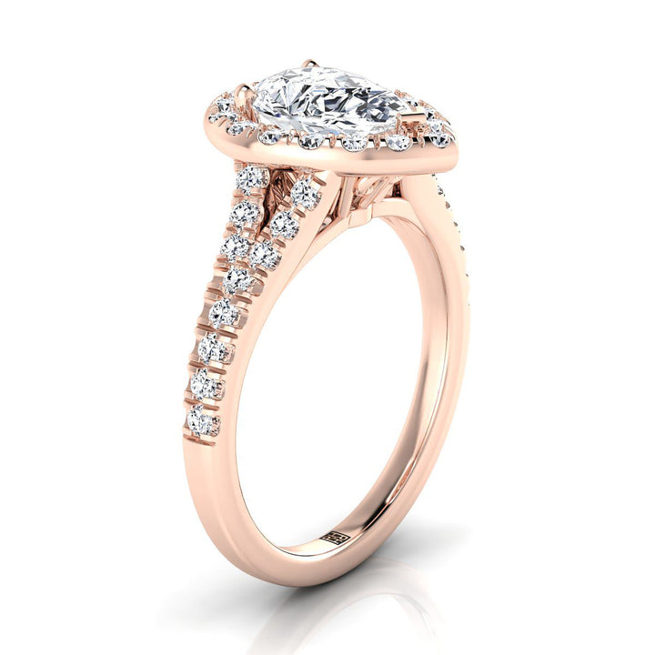 The Calliope Select Halo Engagement Ring with Lab Diamond in 14K Rose Gold - view 2