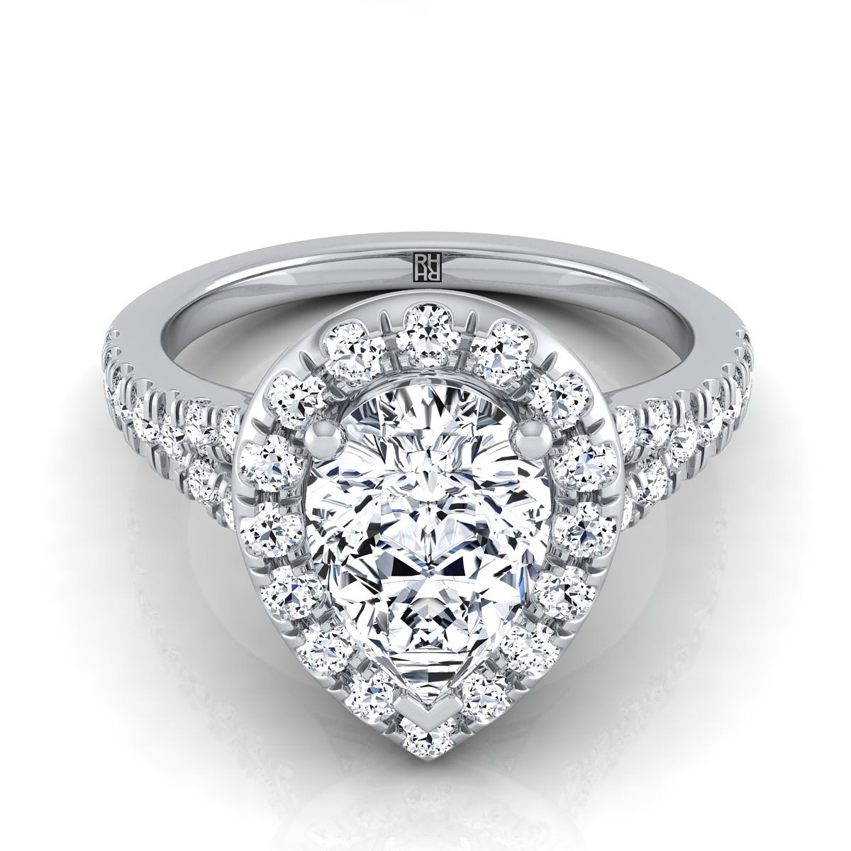 The Calliope pear engagement ring setting in Platinum | RockHer
